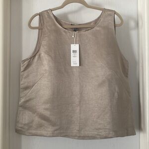 NWT Eileen Fisher Linen & Silk Ballet Neck Shell